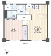 【１ＬＤＫ】専有面積４３．２㎡、バルコニー面積４．３㎡